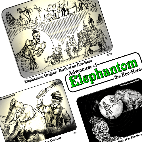 Elephantom Origins-  panels from the NEW eBook for parents & children
