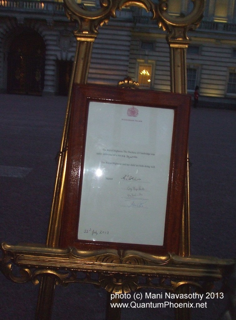 Announcement of Royal Baby at Buckingham Palace 22 July 2013