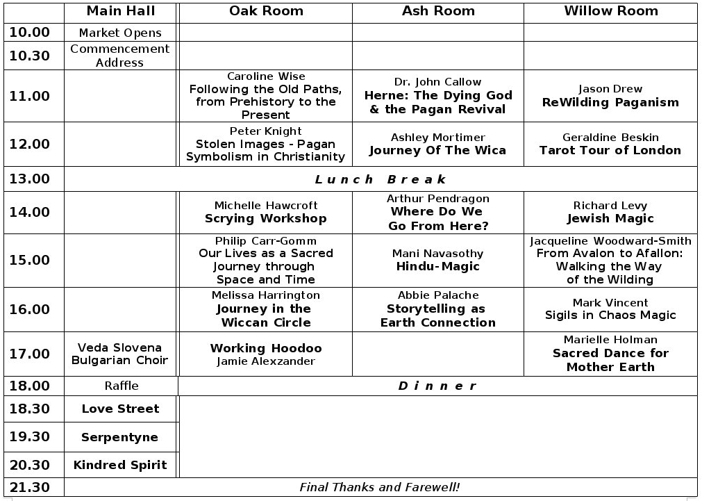 PF London Sacred Journey conference schedule