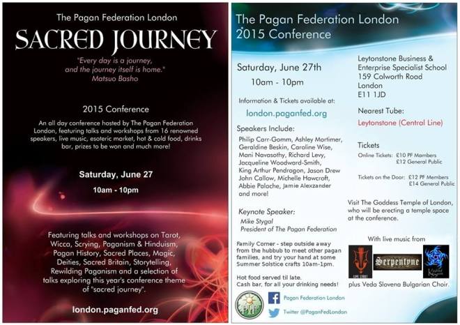 Pagan Federation London- Sacred Journey Conference flyer June 2015